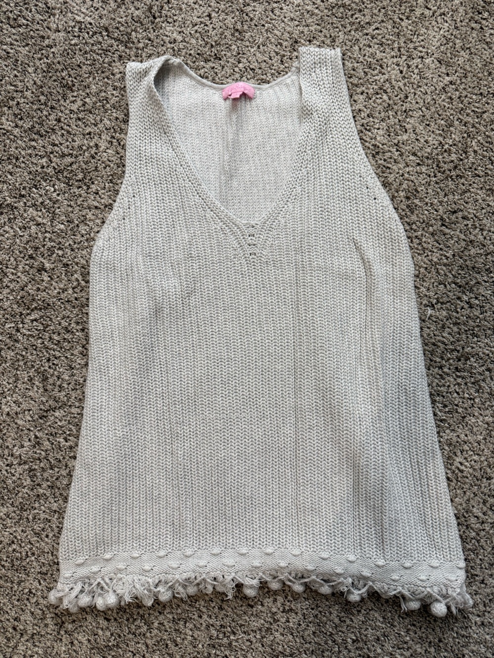 Lilly Pulitzer Silver Knit V-Neck Tank Sweater